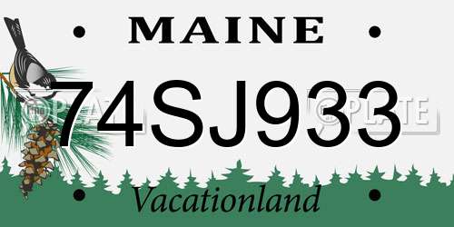 74SJ933 Maine License Plate