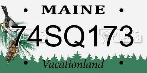 74SQ173 Maine License Plate