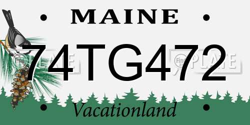 74TG472 Maine License Plate
