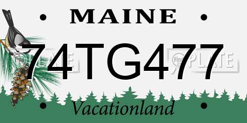 74TG477 Maine License Plate