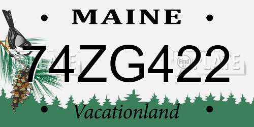 74ZG422 Maine License Plate