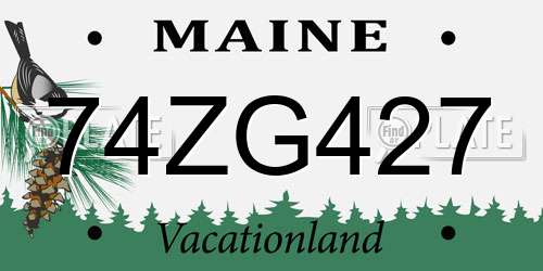 74ZG427 Maine License Plate