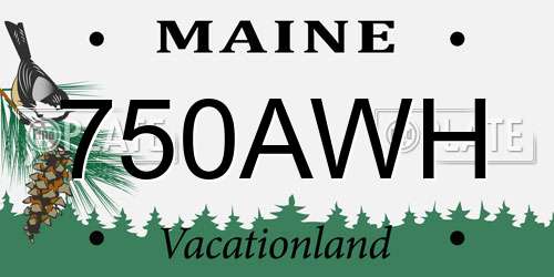 750AWH Maine License Plate