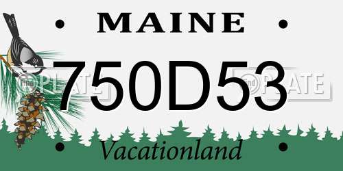 750D53 Maine License Plate