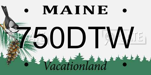 750DTW Maine License Plate