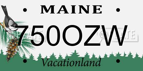 750OZW Maine License Plate