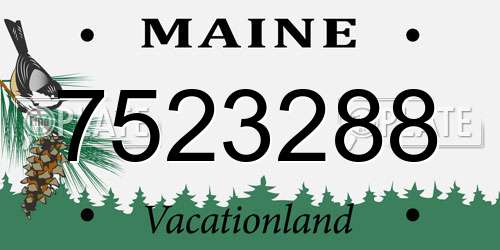 7523288 Maine License Plate