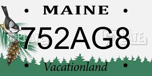 752AG8 Maine License Plate