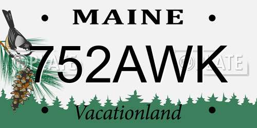 752AWK Maine License Plate