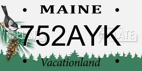 752AYK Maine License Plate