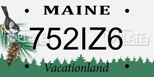 752IZ6 Maine License Plate