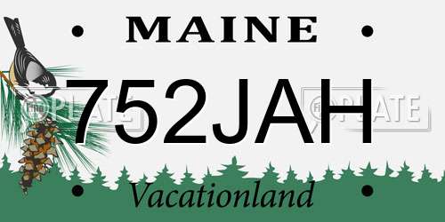 752JAH Maine License Plate
