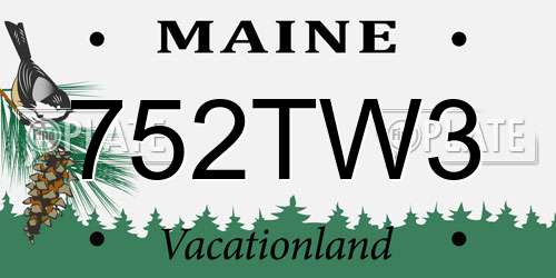 752TW3 Maine License Plate
