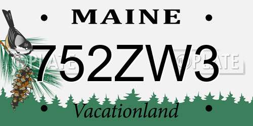 752ZW3 Maine License Plate