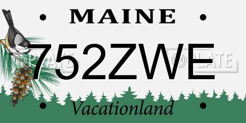 752ZWE Maine License Plate