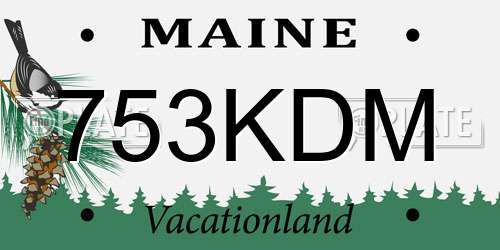 753KDM Maine License Plate