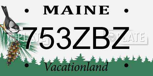 753ZBZ Maine License Plate
