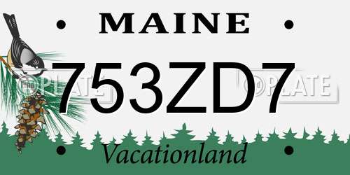 753ZD7 Maine License Plate