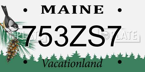 753ZS7 Maine License Plate