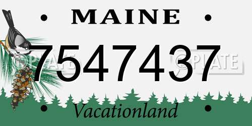 7547437 Maine License Plate