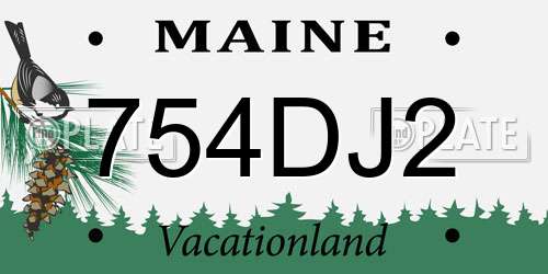 754DJ2 Maine License Plate