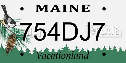 754DJ7 Maine License Plate