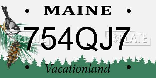 754QJ7 Maine License Plate
