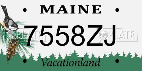 7558ZJ Maine License Plate