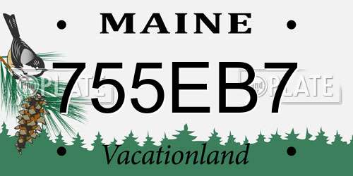 755EB7 Maine License Plate