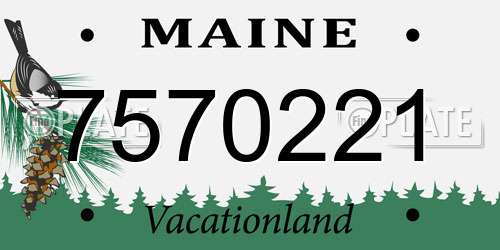 7570221 Maine License Plate