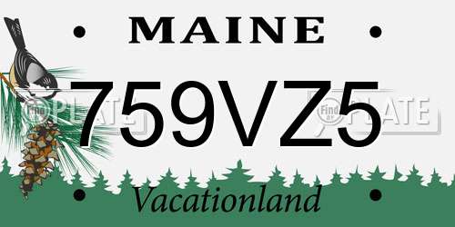 759VZ5 Maine License Plate