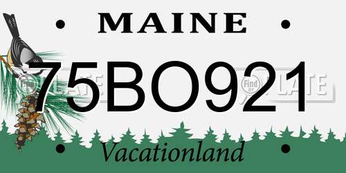 75BO921 Maine License Plate