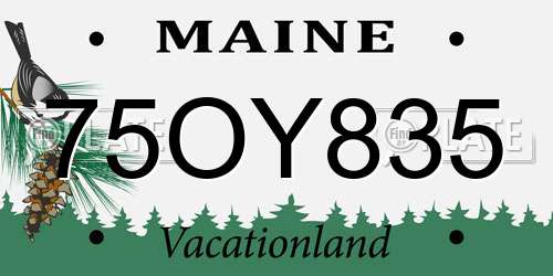 75OY835 Maine License Plate