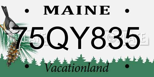 75QY835 Maine License Plate