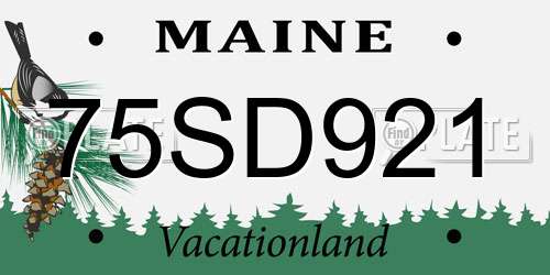 75SD921 Maine License Plate
