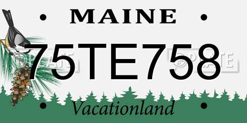 75TE758 Maine License Plate