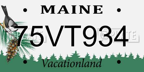 75VT934 Maine License Plate