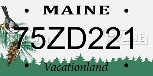 75ZD221 Maine License Plate