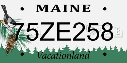 75ZE258 Maine License Plate