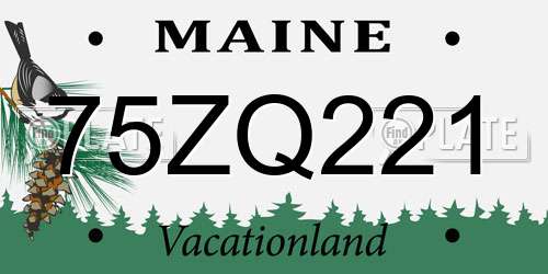 75ZQ221 Maine License Plate