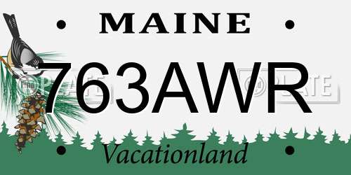 763AWR Maine License Plate