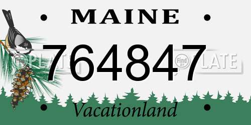 764847 Maine License Plate