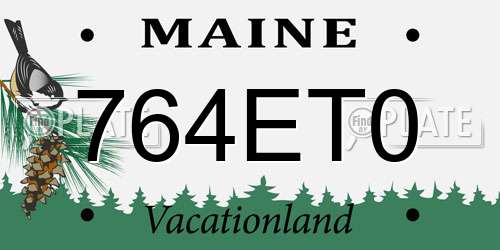 764ET0 Maine License Plate