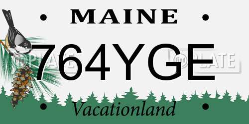 764YGE Maine License Plate
