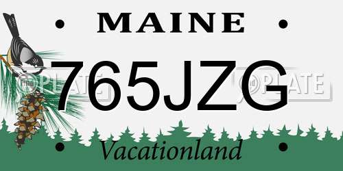 765JZG Maine License Plate