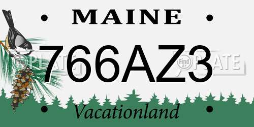 766AZ3 Maine License Plate