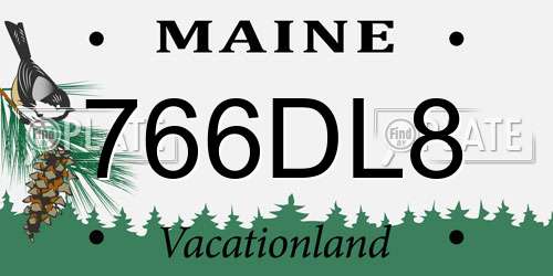 766DL8 Maine License Plate
