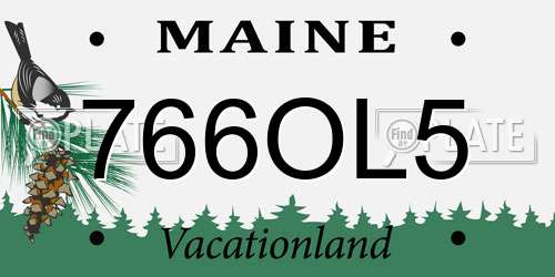 766OL5 Maine License Plate