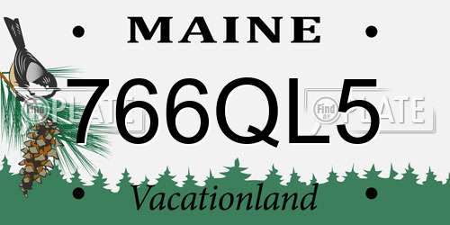766QL5 Maine License Plate