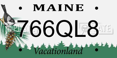 766QL8 Maine License Plate
